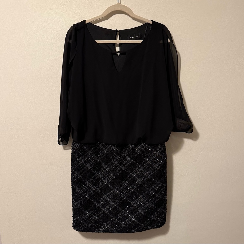 Scarlett Women’s Black Dress Chiffon Sequins Size 14 NWT